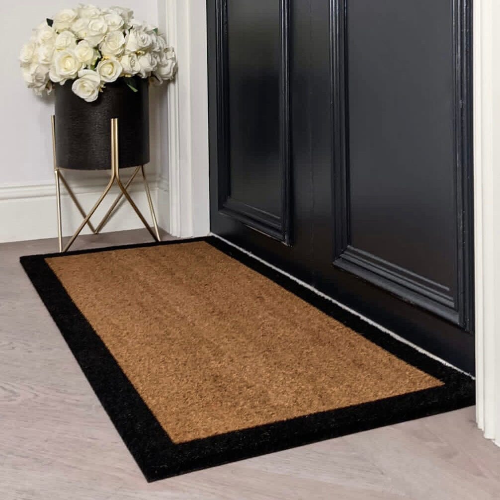 Kyla Large Black Border Natural Double Width Doormat - Bridgnorth Furniture