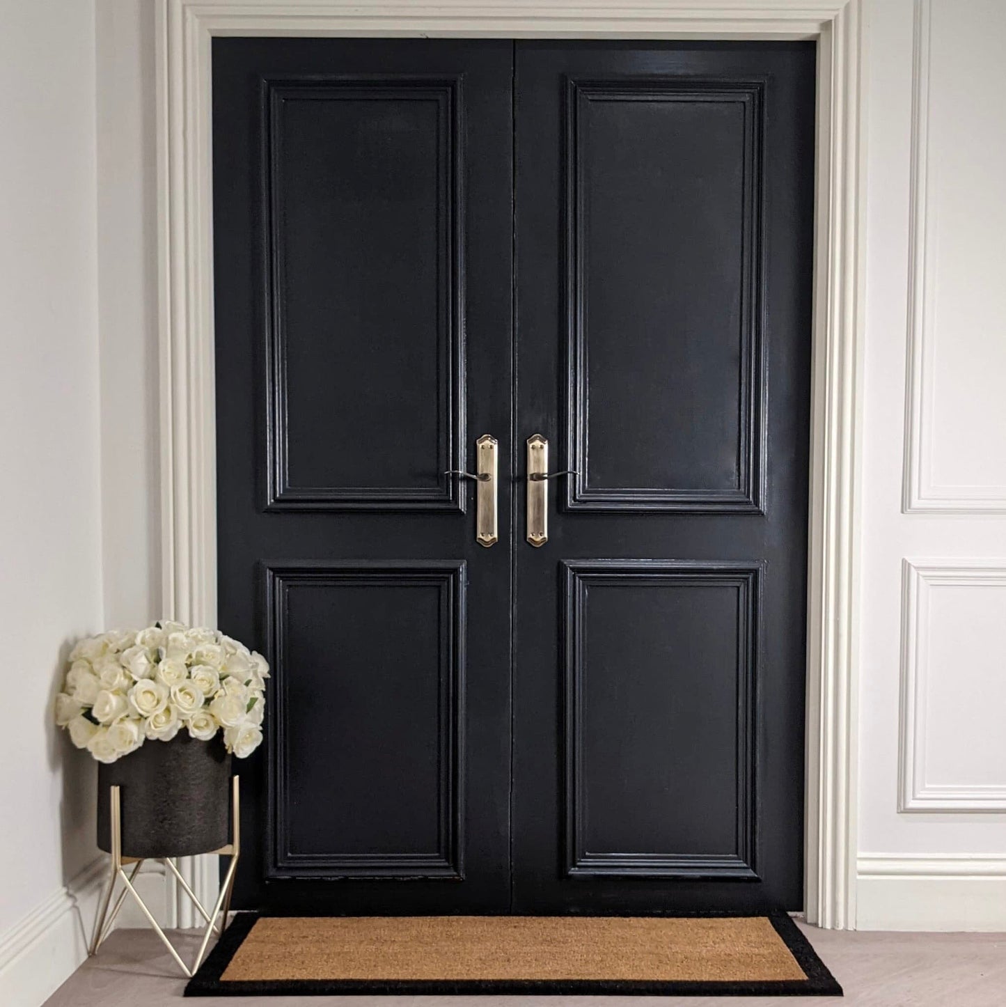 Kyla Large Black Border Natural Double Width Doormat - Bridgnorth Furniture