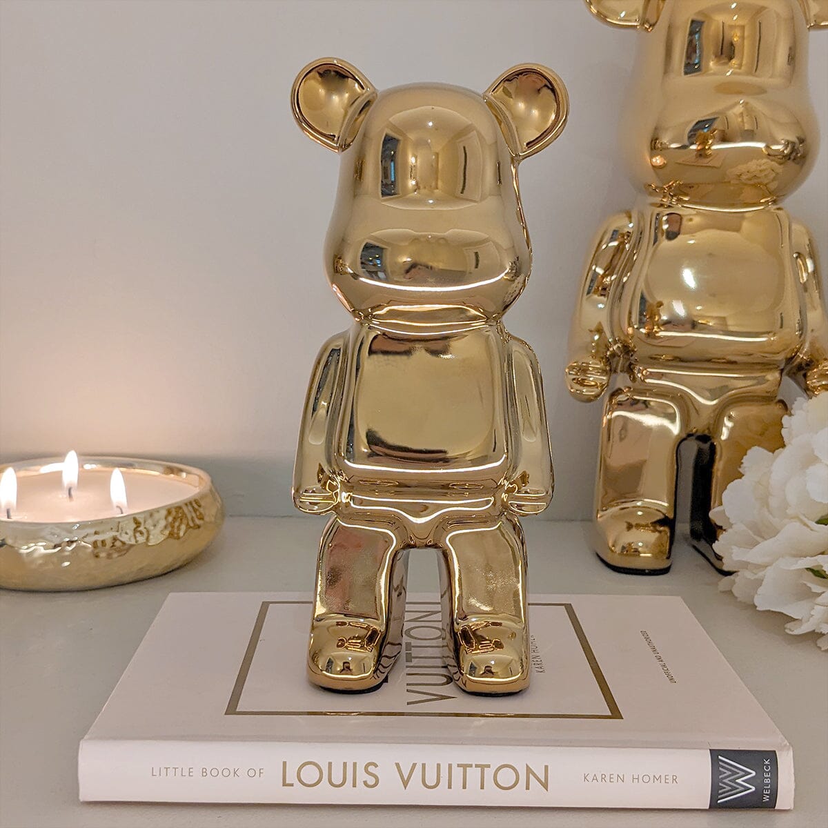 Mini Gold Pearlescent Standing Bear Ornament - Bridgnorth Furniture
