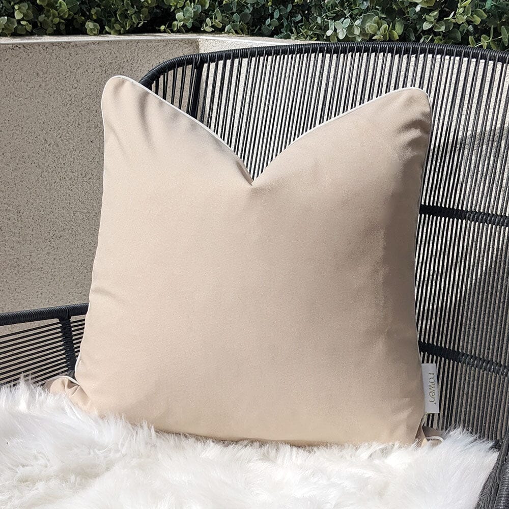 Mink Outdoor Cushion with Cream Piping - 43 x 43cm - Bridgnorth Furniture