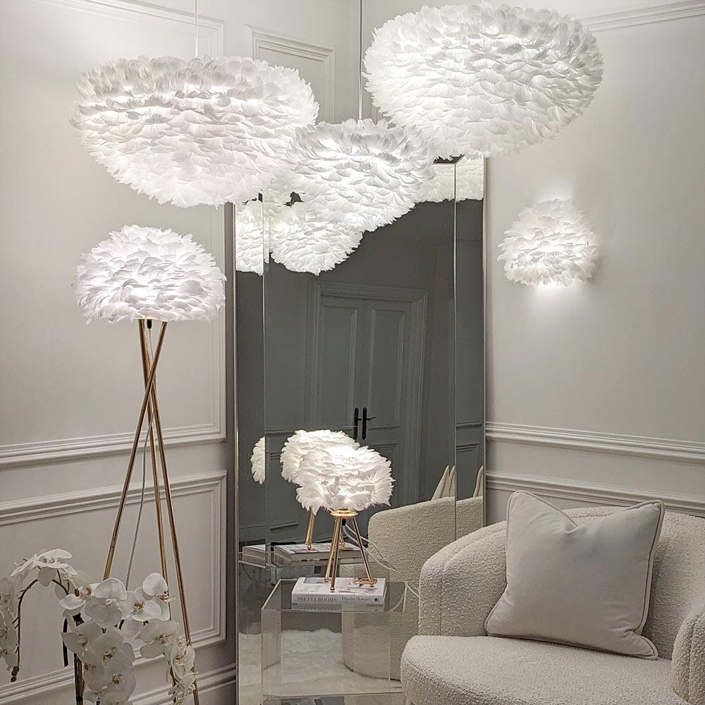 Natasha White Feather Wall Light - Bridgnorth Furniture