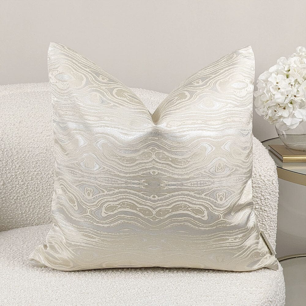 Nelly Cream & Silver Marble Metallic Cushion - 50x50cm - Bridgnorth Furniture