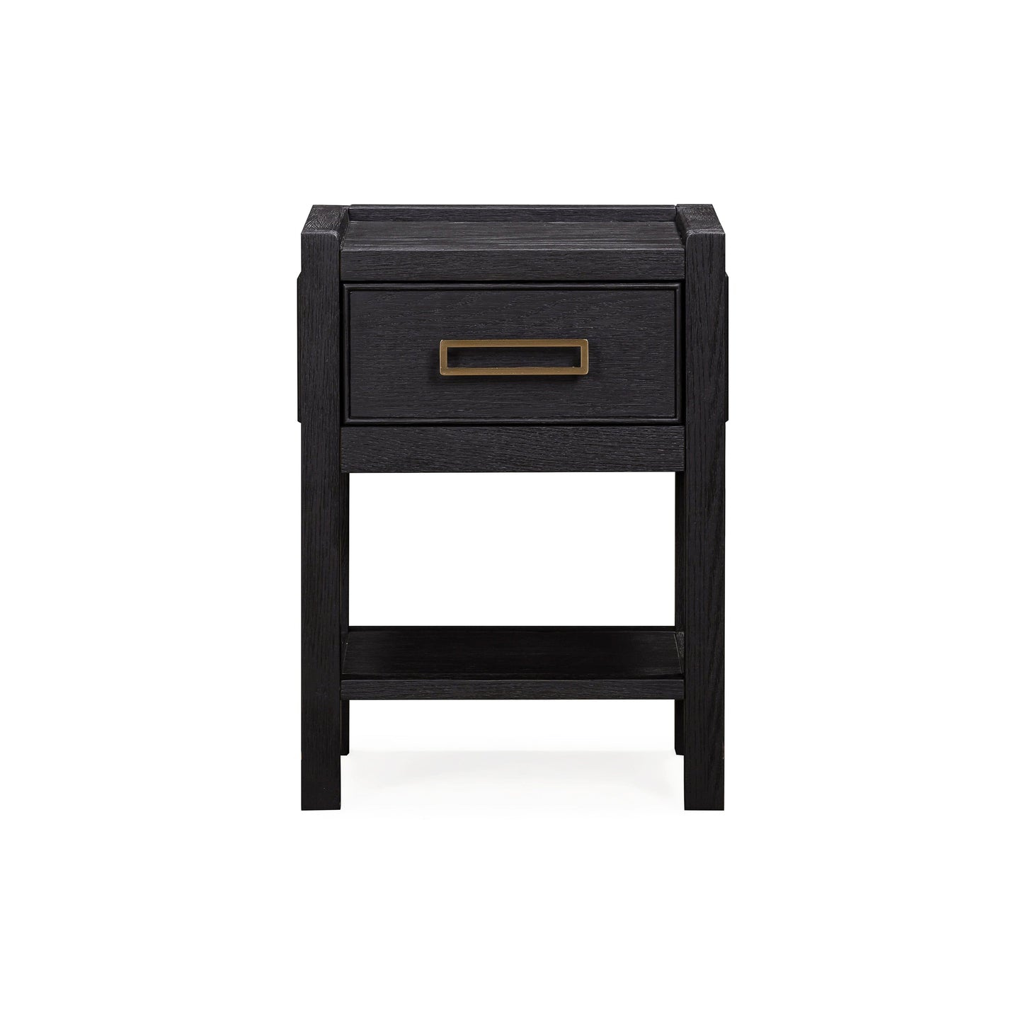 Soho Black Oak Veneer 1 Drawer Bedside Table - Bridgnorth Furniture