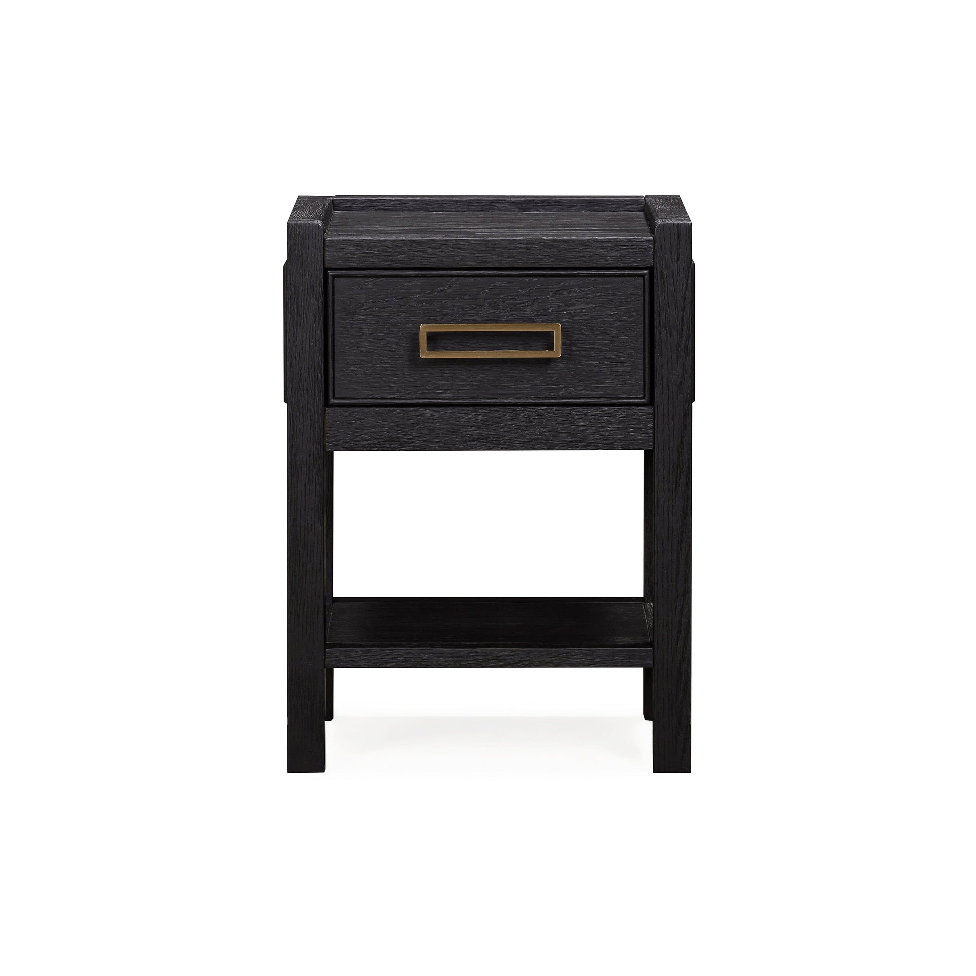 Soho Black Oak Veneer 1 Drawer Bedside Table - Bridgnorth Furniture