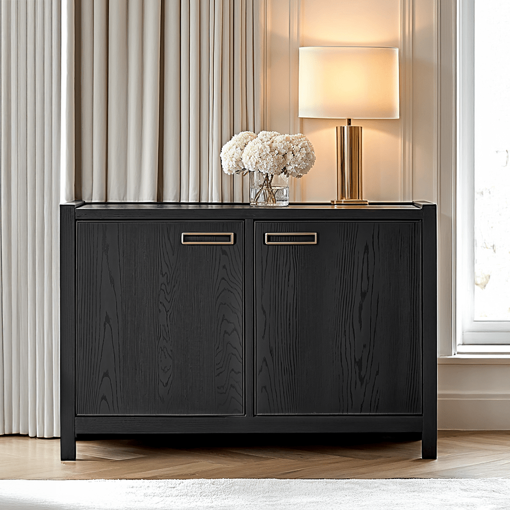 Soho Black Oak Veneer 2 Door Sideboard - Bridgnorth Furniture
