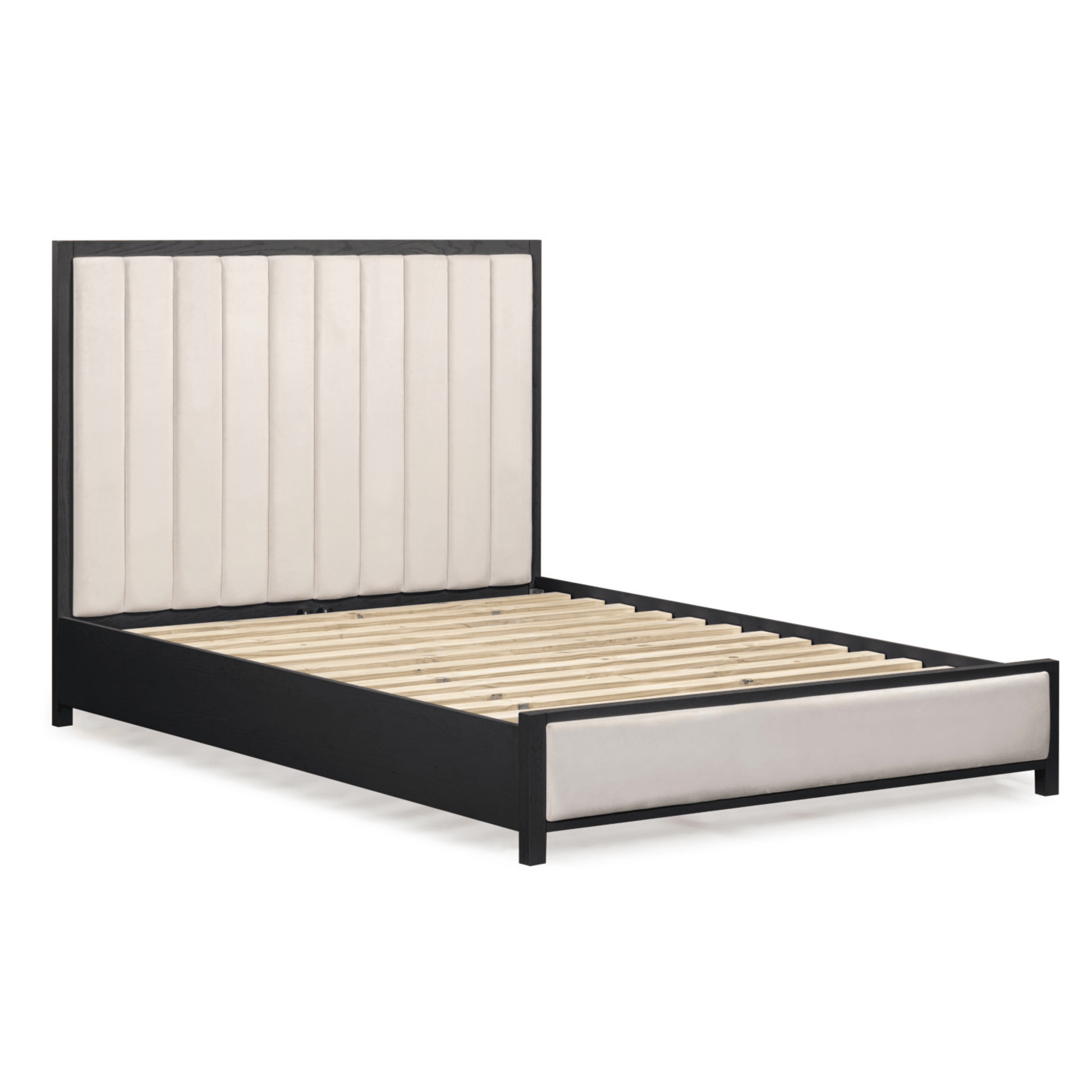 Soho Cream Velvet Bed with Black Wood Frame - Bridgnorth Furniture