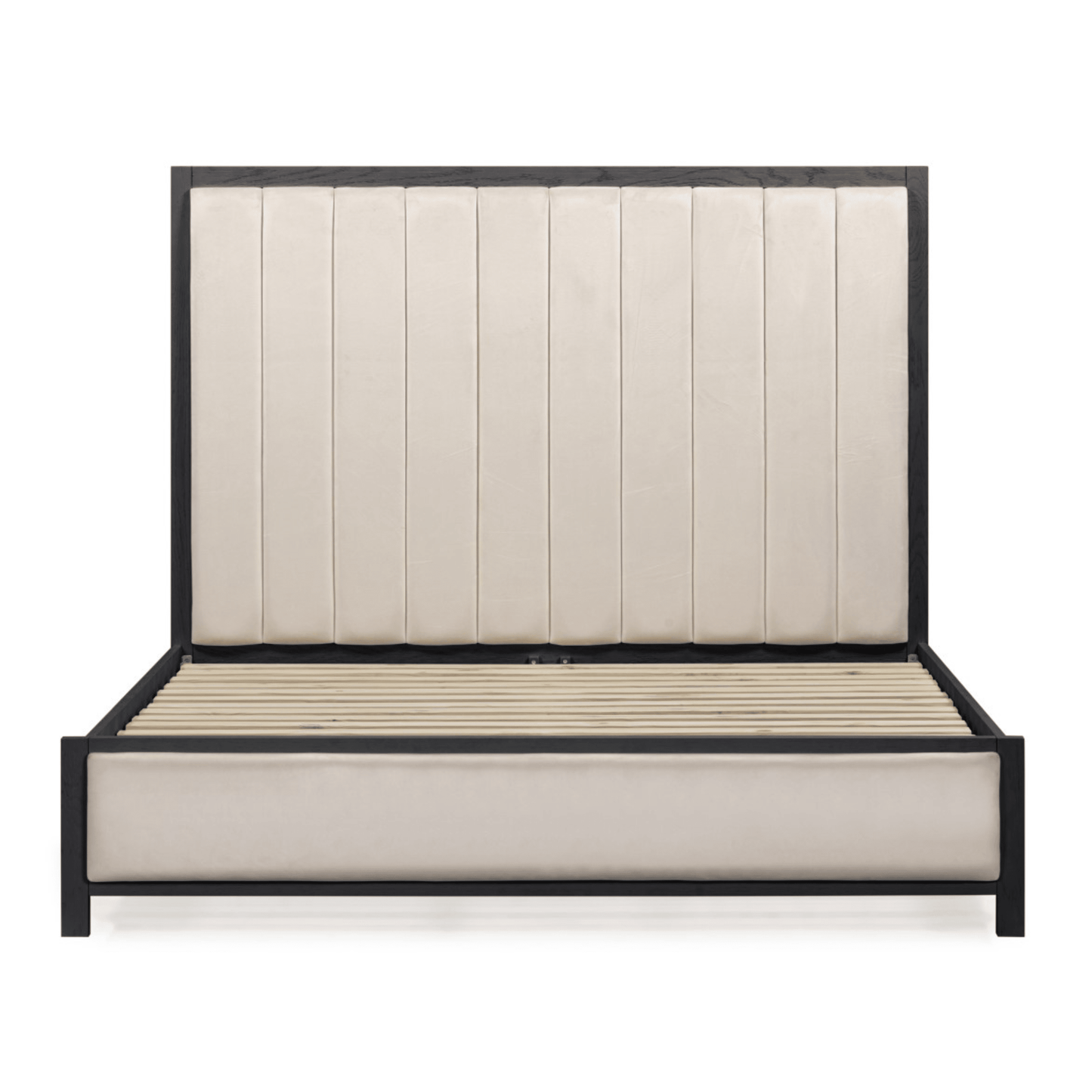 Soho Cream Velvet Bed with Black Wood Frame - Bridgnorth Furniture