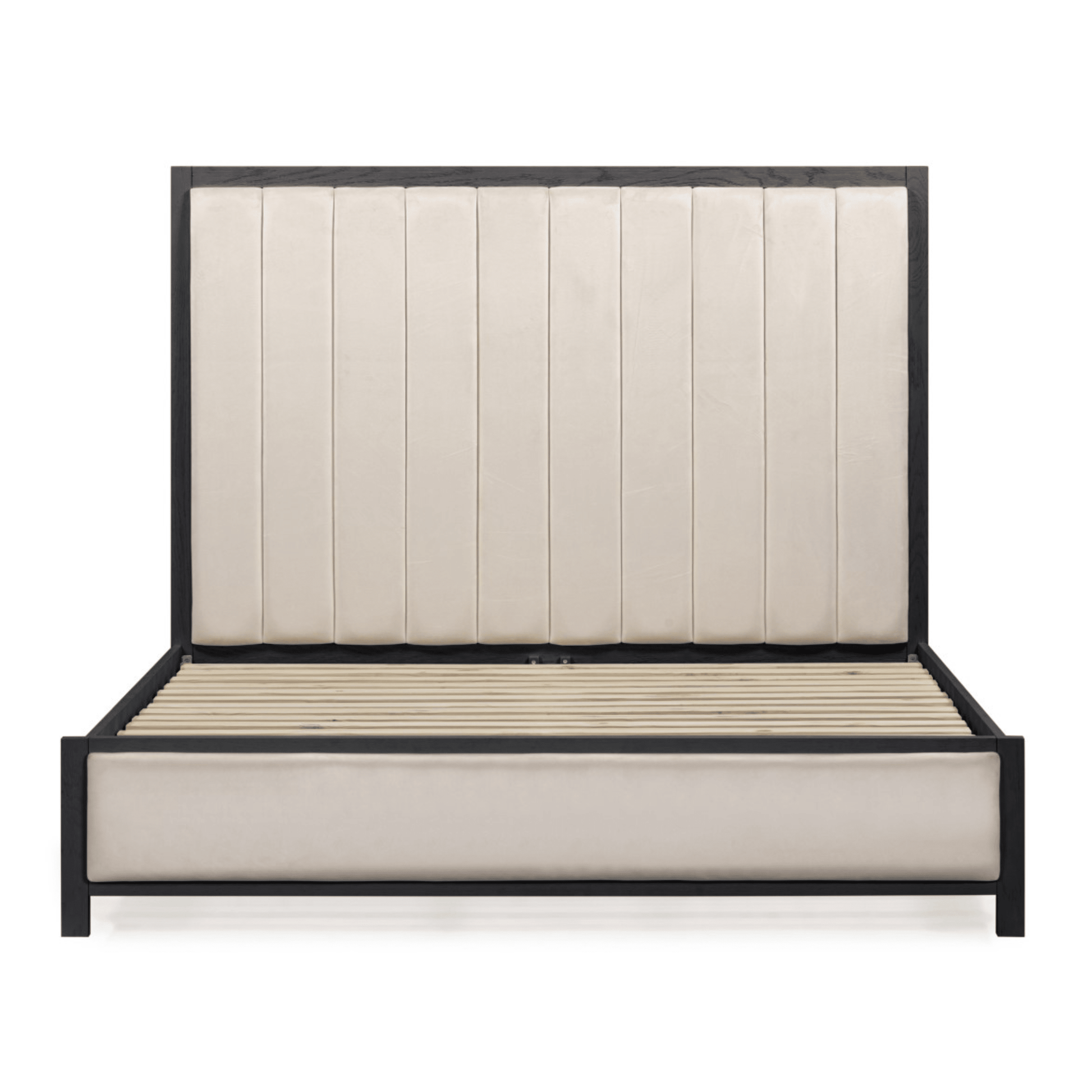 Soho Cream Velvet Bed with Black Wood Frame - Bridgnorth Furniture