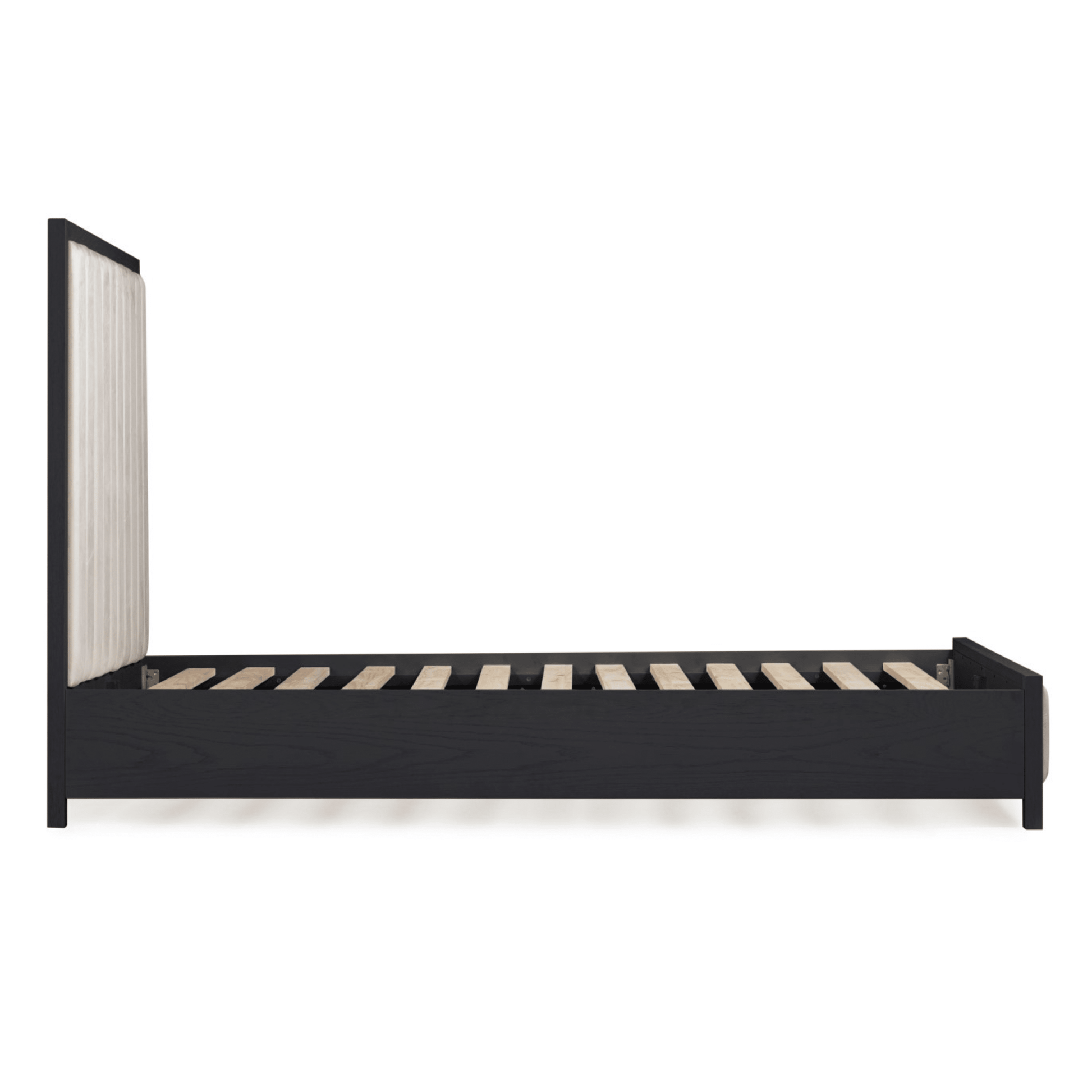 Soho Cream Velvet Bed with Black Wood Frame - Bridgnorth Furniture