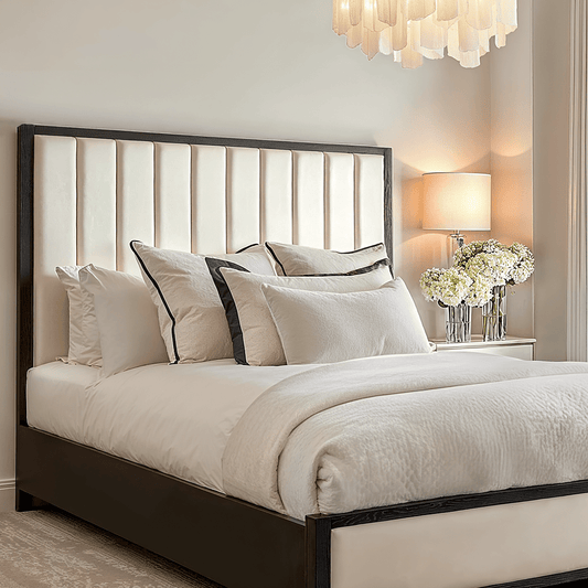 Soho Cream Velvet Bed with Black Wood Frame - Bridgnorth Furniture