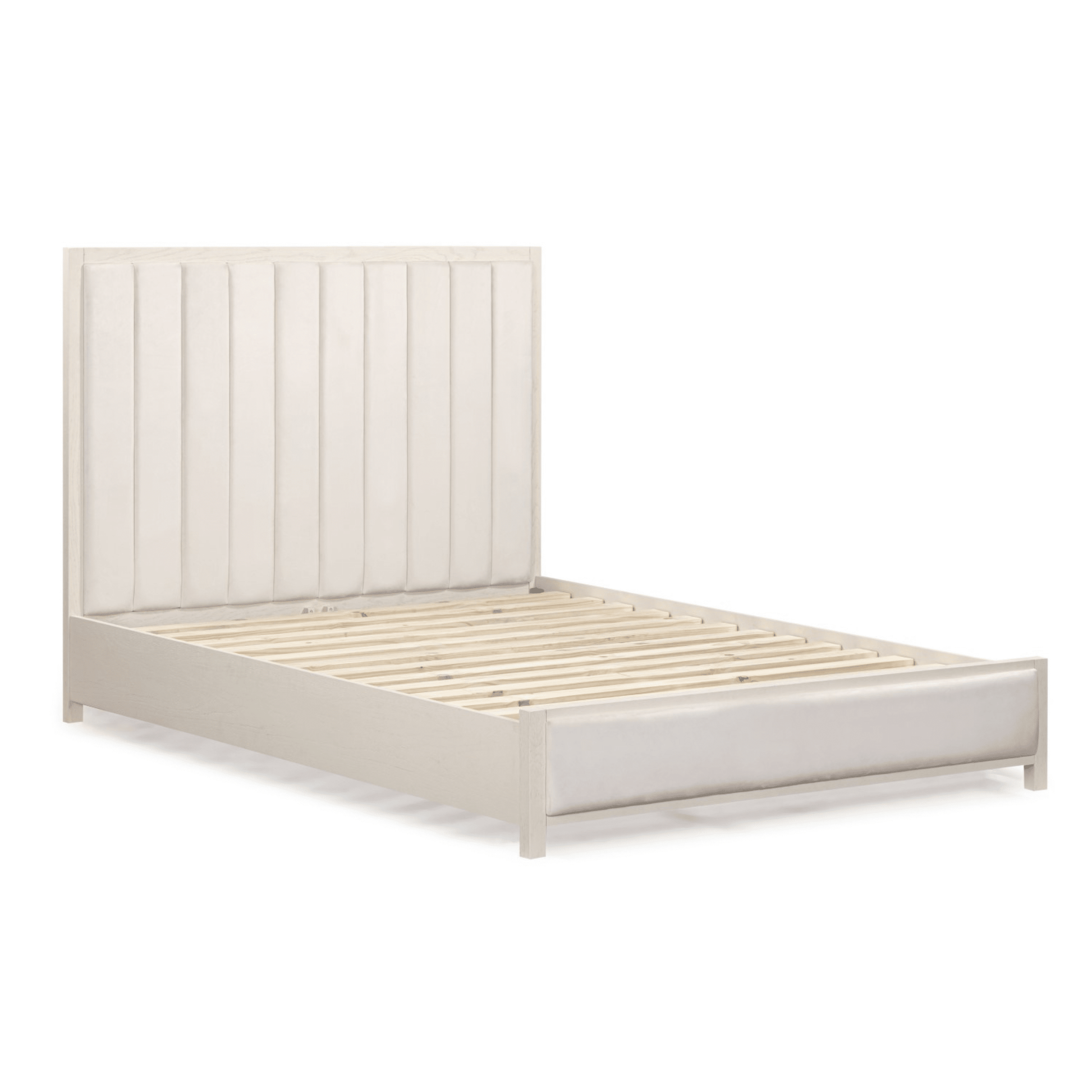 Soho Cream Velvet Bed with Cream Wood Frame - Bridgnorth Furniture