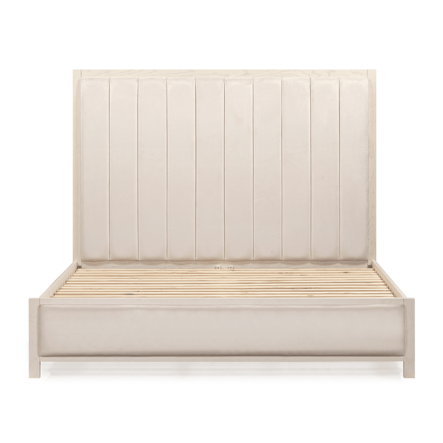 Soho Cream Velvet Bed with Cream Wood Frame - Bridgnorth Furniture