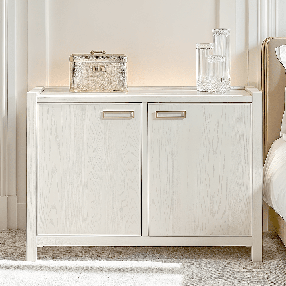 Soho Cream Oak Veneer 2 Door Sideboard - Bridgnorth Furniture