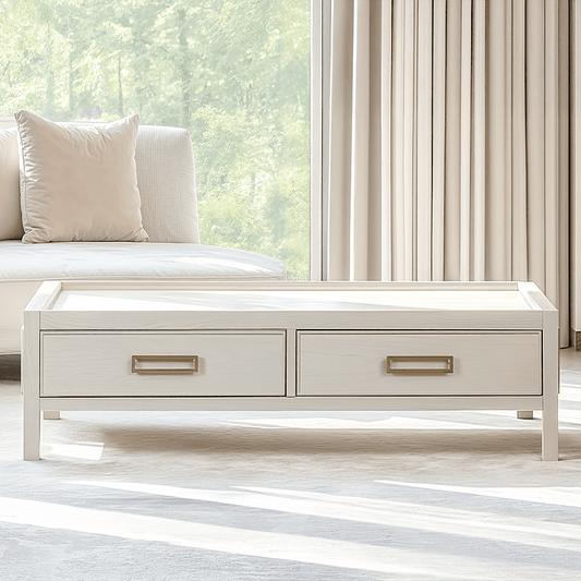 Soho Cream Oak Veneer 2 Drawer Coffee Table - Bridgnorth Furniture