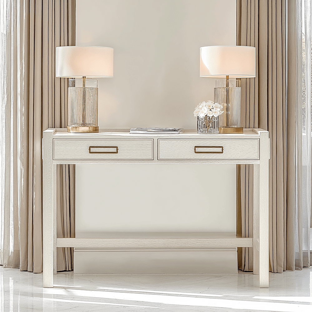 Soho Cream Oak Veneer 2 Drawer Dressing Table - Bridgnorth Furniture