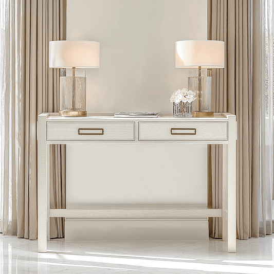 Soho Cream Oak Veneer 2 Drawer Dressing Table - Bridgnorth Furniture