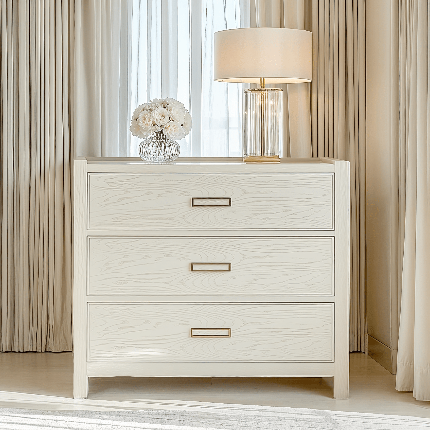 Soho Cream Oak Veneer 3 Drawer Chest - Bridgnorth Furniture