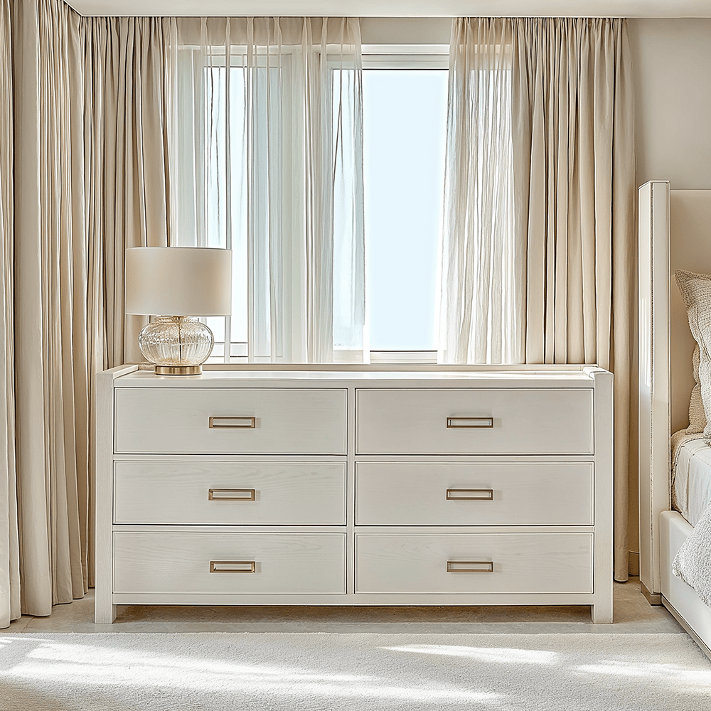 Soho Cream Oak Veneer 6 Drawer Chest - Bridgnorth Furniture