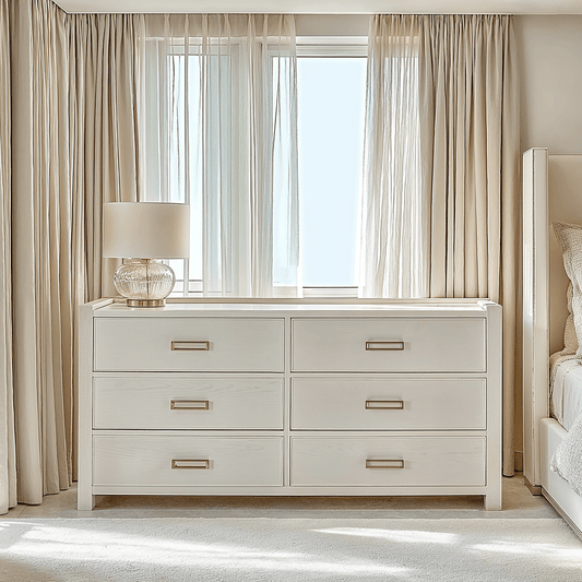 Soho Cream Oak Veneer 6 Drawer Chest - Bridgnorth Furniture