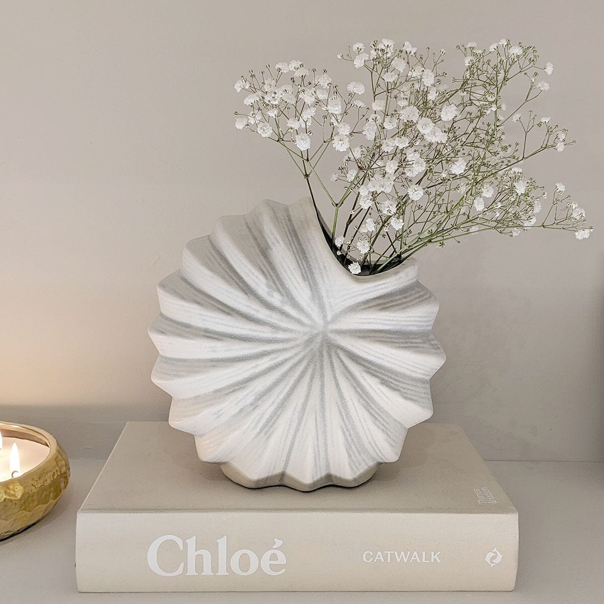 Renew White Textured Shell Decorative Vase - Bridgnorth Furniture