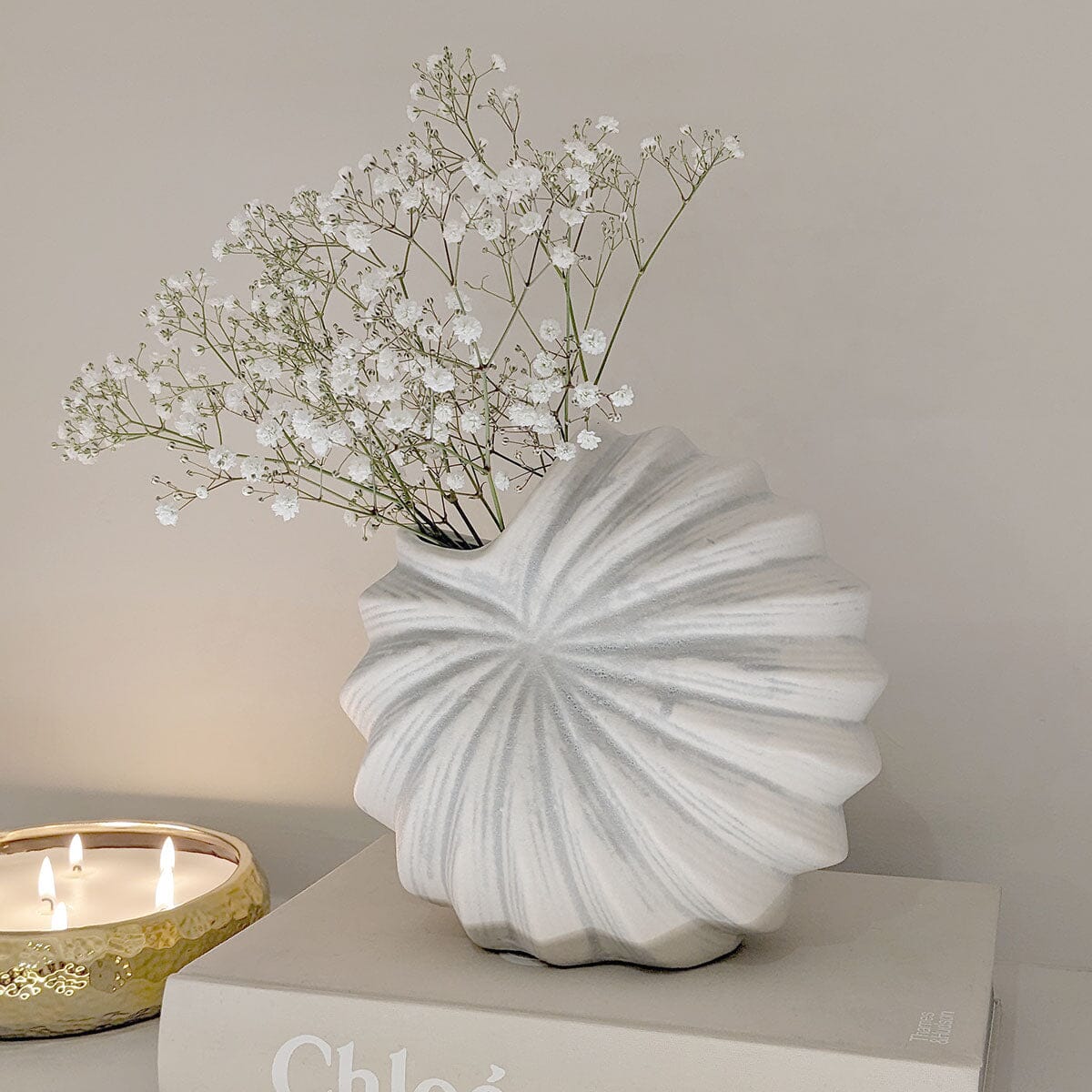 Renew White Textured Shell Decorative Vase - Bridgnorth Furniture
