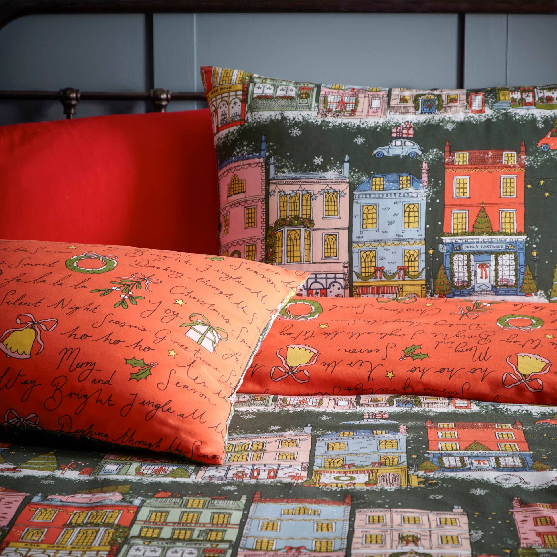 Christmas Spirit Festive Duvet Cover Set Green - Bridgnorth Furniture