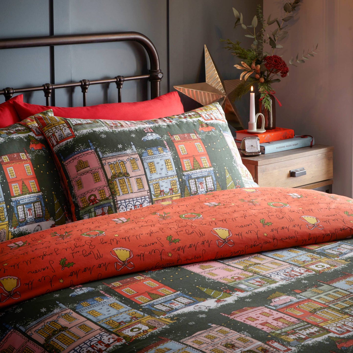 Christmas Spirit Festive Duvet Cover Set Green - Bridgnorth Furniture