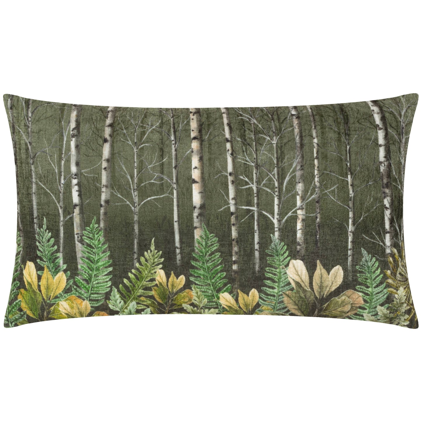 Kielder Forest Haldon Printed Velvet Cushion Khaki - Bridgnorth Furniture