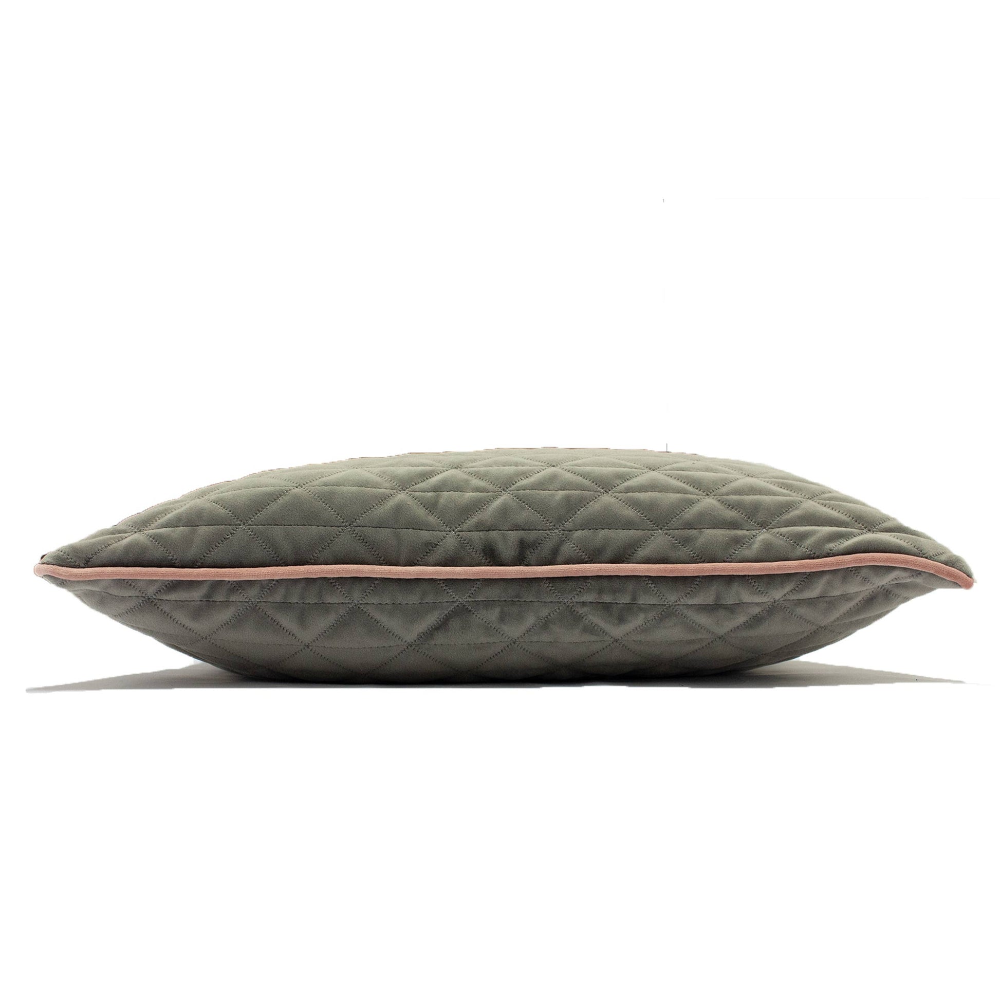 Quartz Quilted Velvet Cushion Charcoal Grey/Blush Pink - Bridgnorth Furniture