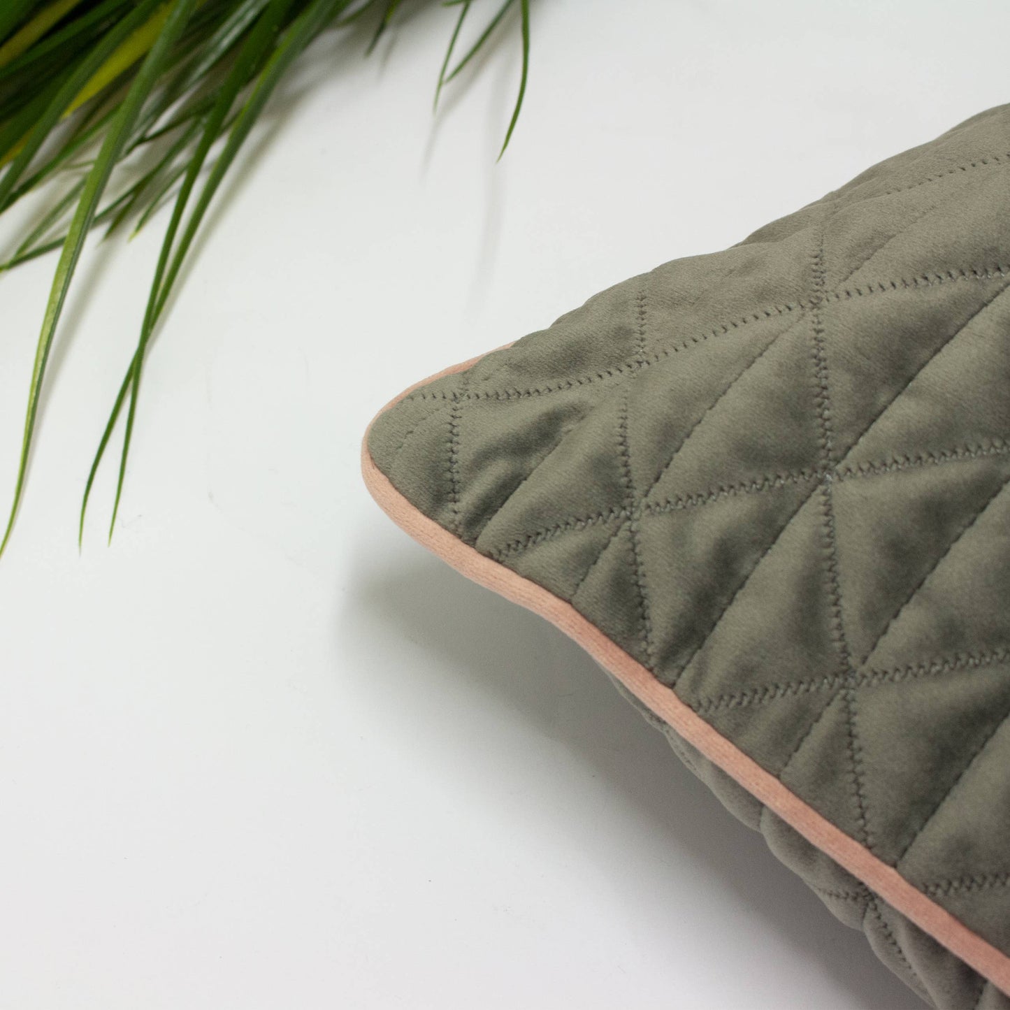 Quartz Quilted Velvet Cushion Charcoal Grey/Blush Pink - Bridgnorth Furniture