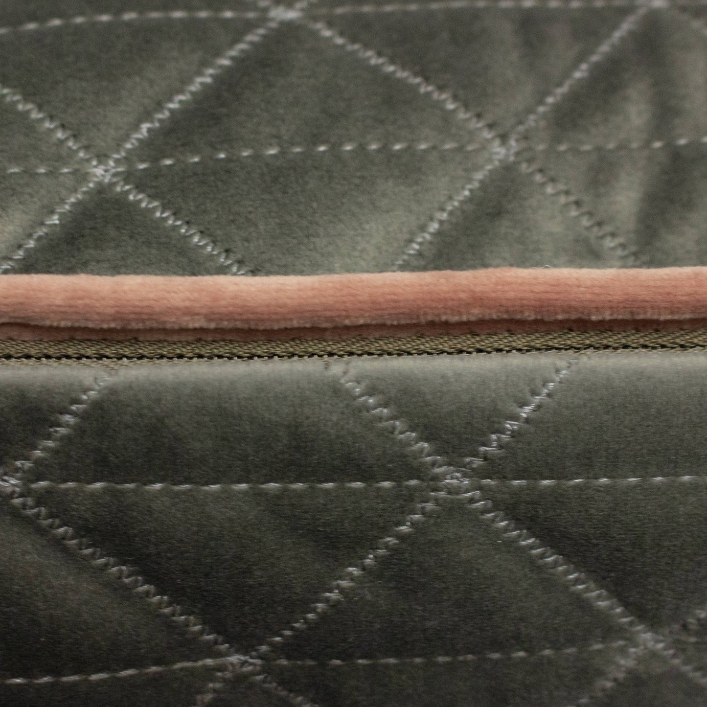 Quartz Quilted Velvet Cushion Charcoal Grey/Blush Pink - Bridgnorth Furniture