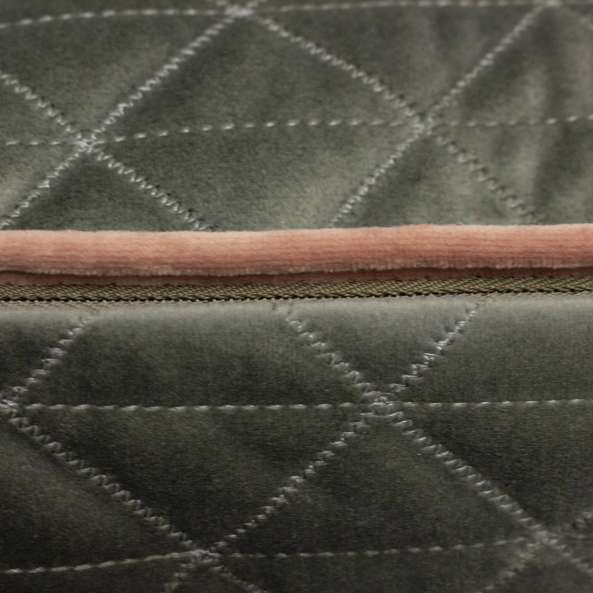 Quartz Quilted Velvet Cushion Charcoal Grey/Blush Pink - Bridgnorth Furniture