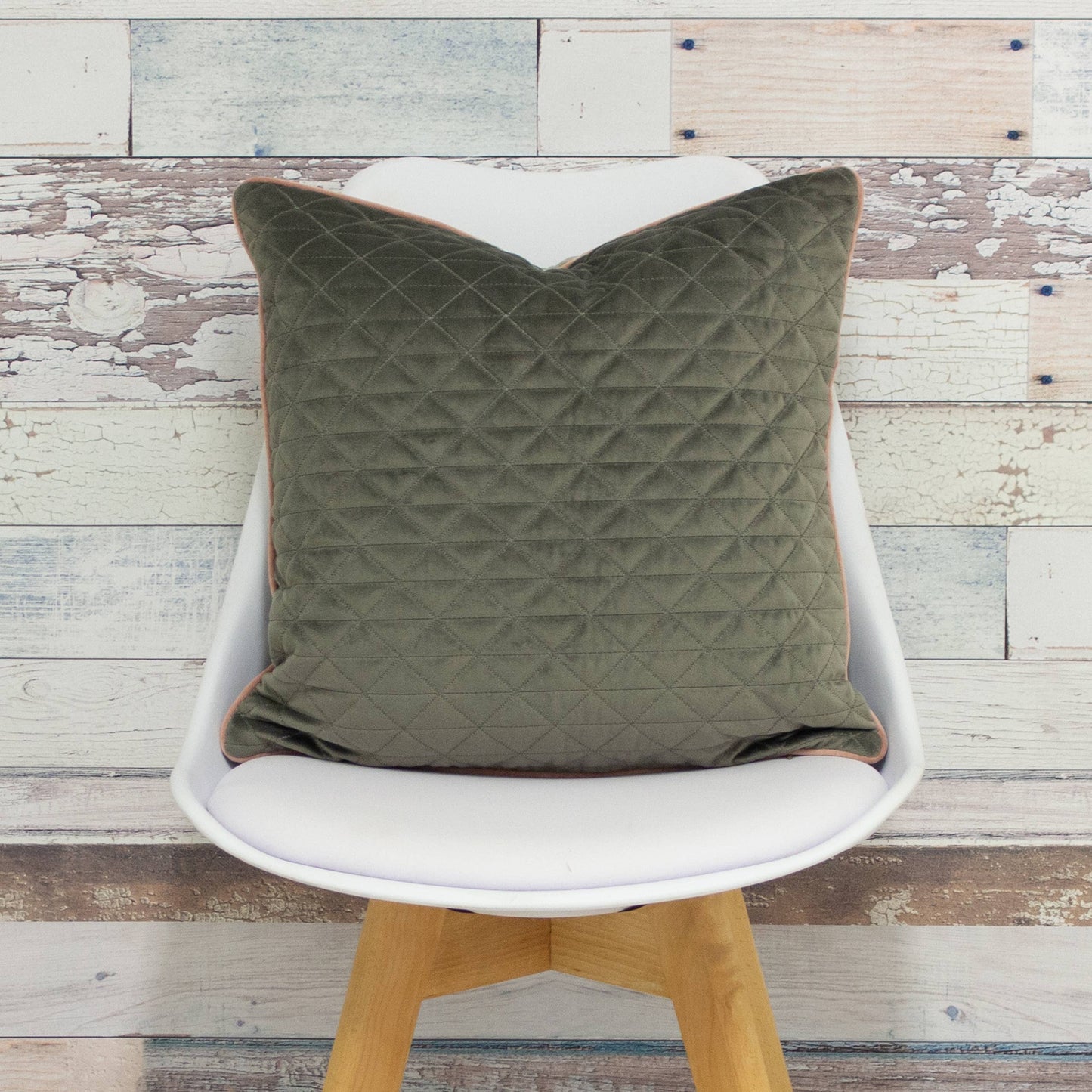 Quartz Quilted Velvet Cushion Charcoal Grey/Blush Pink - Bridgnorth Furniture