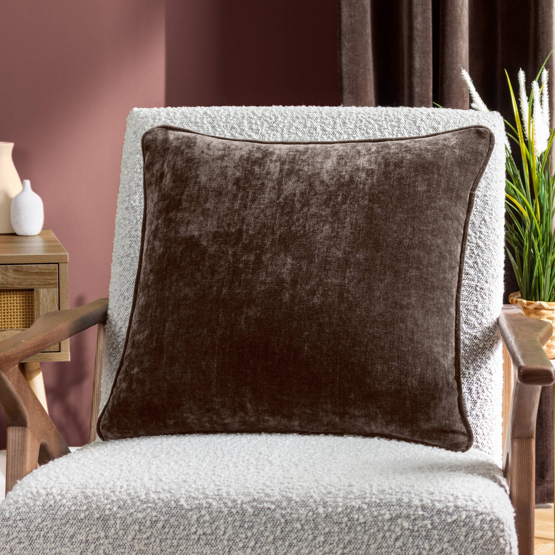 Heavy Chenille Cushion Brown - Bridgnorth Furniture