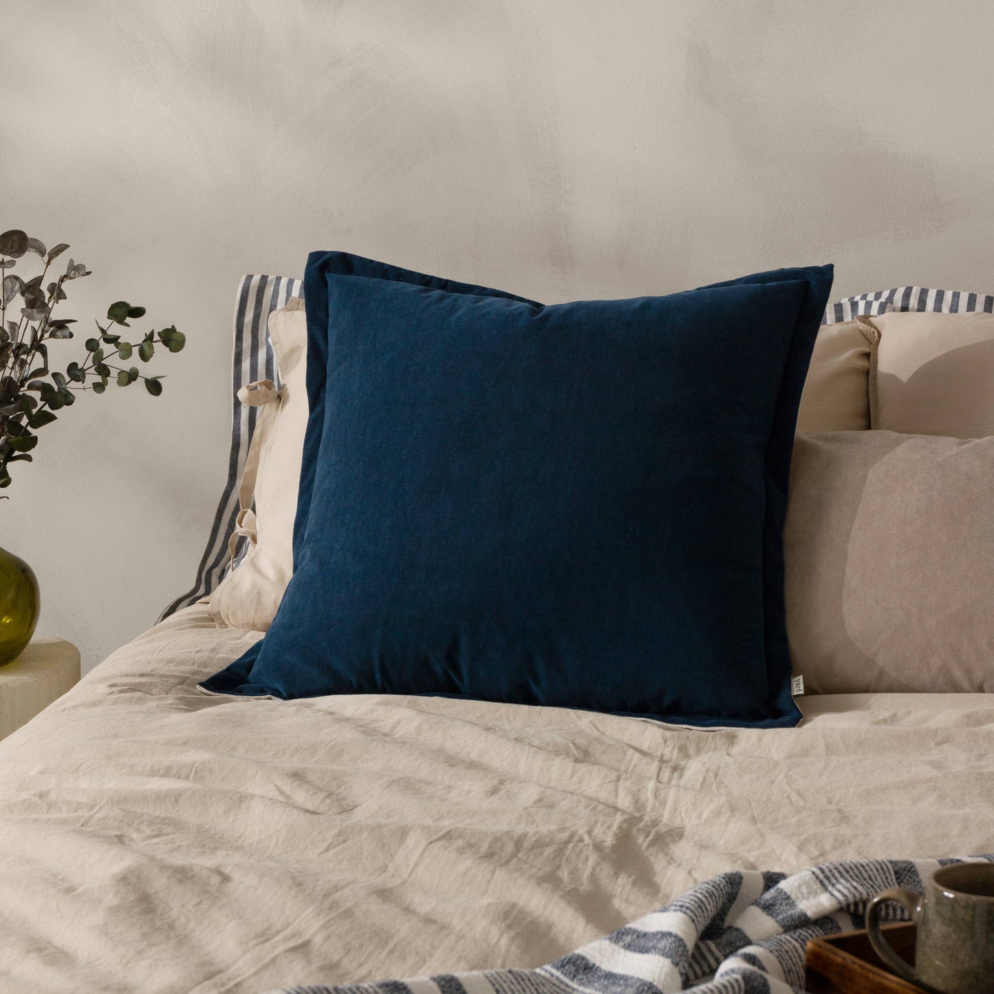 Merton Square Velvet Cushion Indigo - Bridgnorth Furniture