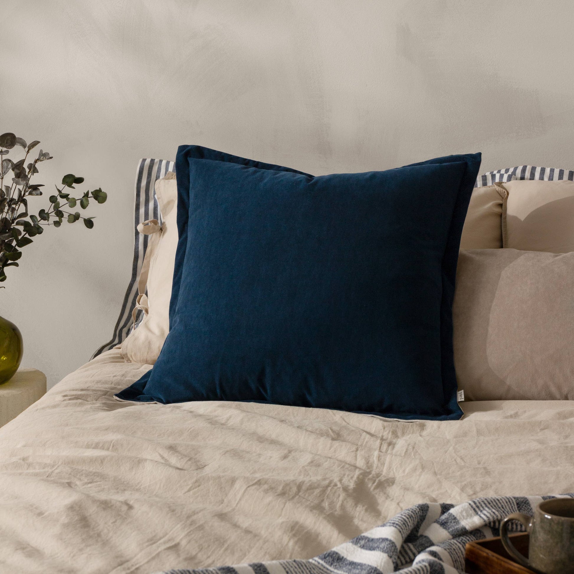 Merton Square Velvet Cushion Indigo - Bridgnorth Furniture
