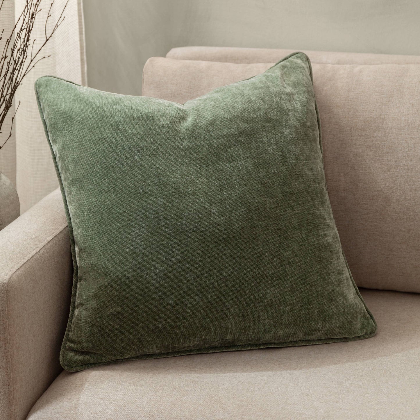 Heavy Chenille Piped Cushion Eucalyptus - Bridgnorth Furniture