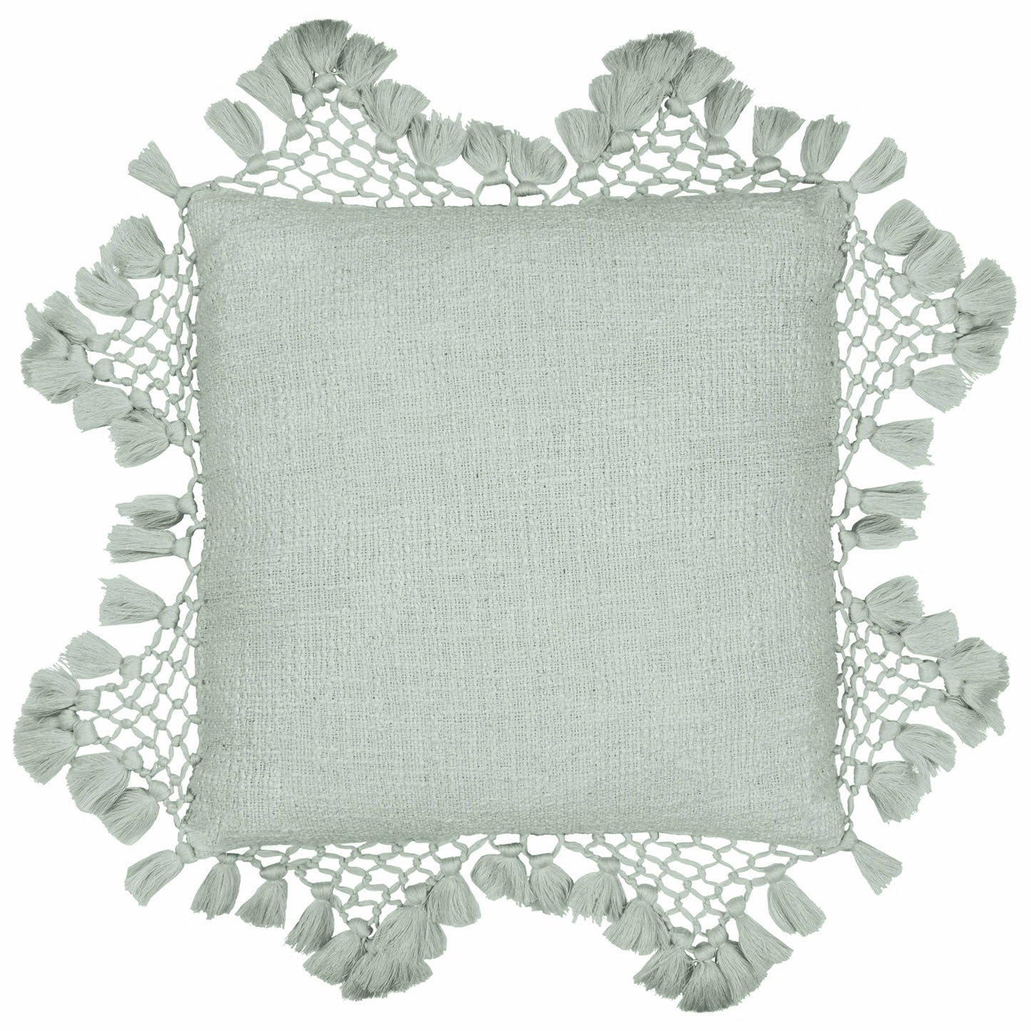 Anko Macrame Tassel Trim Cushion Eucalyptus - Bridgnorth Furniture
