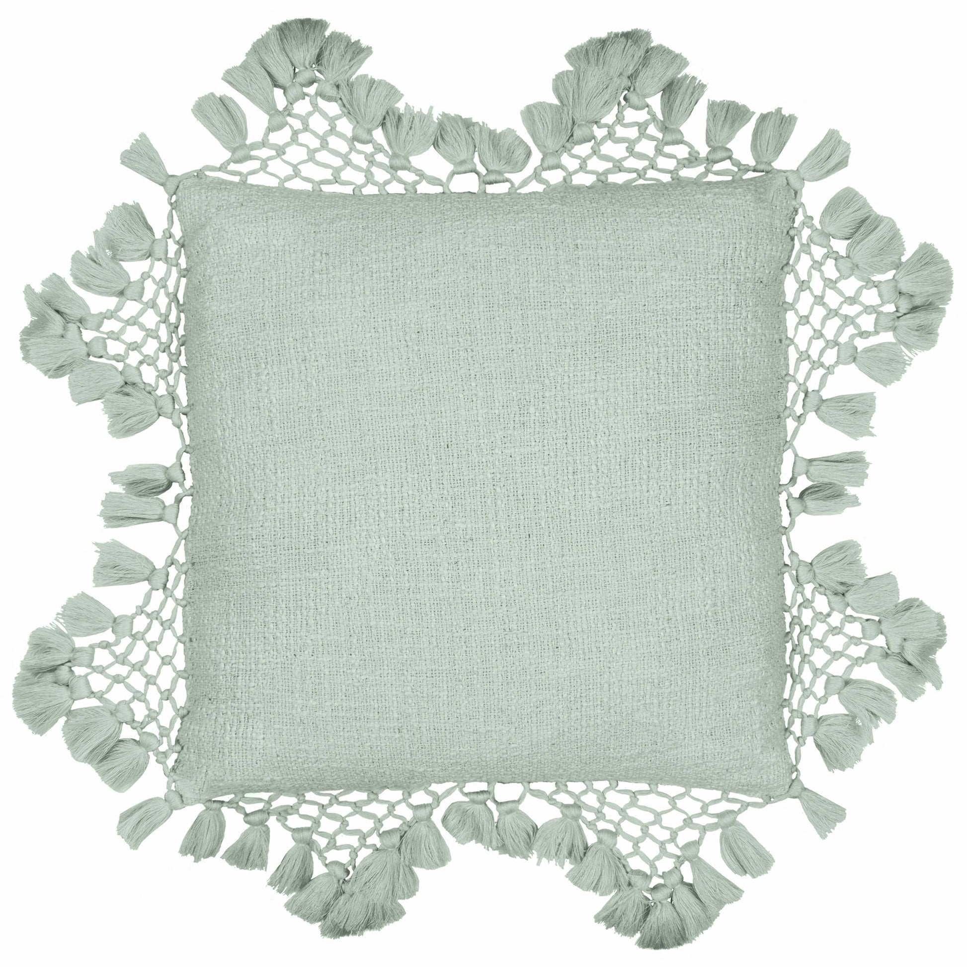 Anko Macrame Tassel Trim Cushion Eucalyptus - Bridgnorth Furniture
