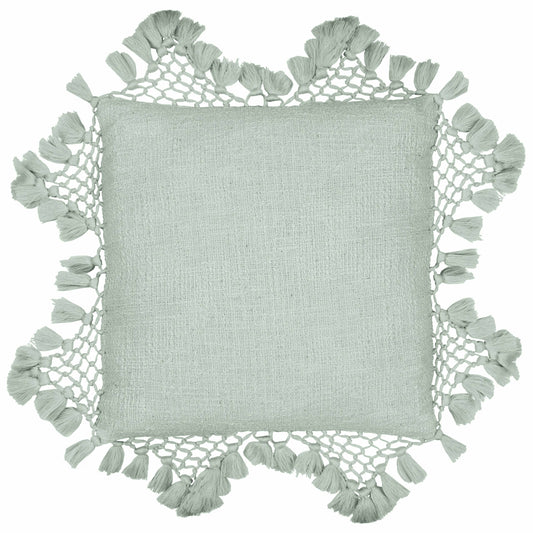 Anko Macrame Tassel Trim Cushion Eucalyptus - Bridgnorth Furniture