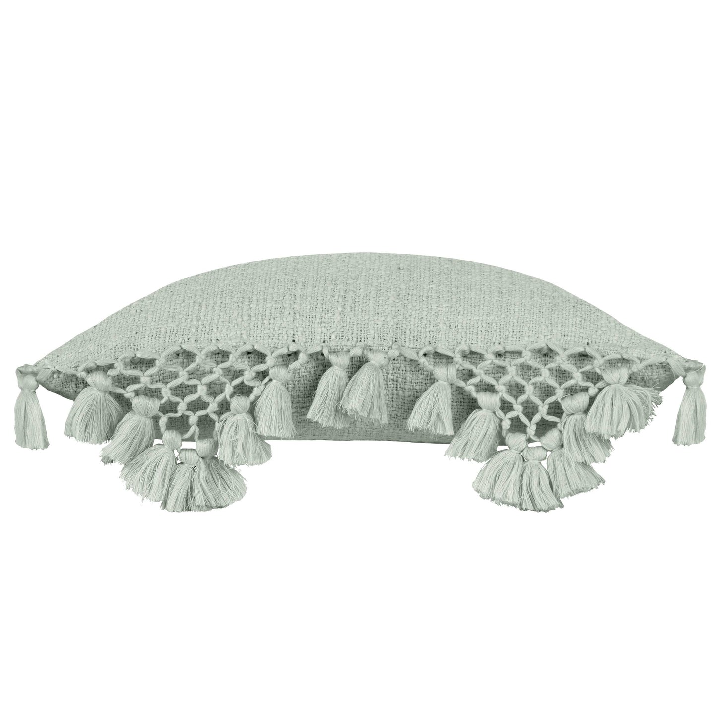 Anko Macrame Tassel Trim Cushion Eucalyptus - Bridgnorth Furniture