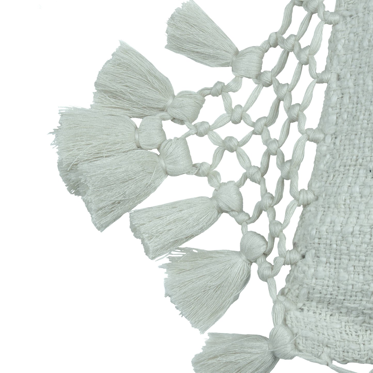 Anko Macrame Tassel Trim Cushion Eucalyptus - Bridgnorth Furniture