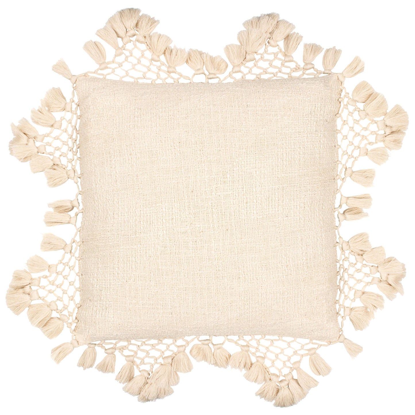Anko Macrame Tassel Trim Cushion Oatmeal - Bridgnorth Furniture
