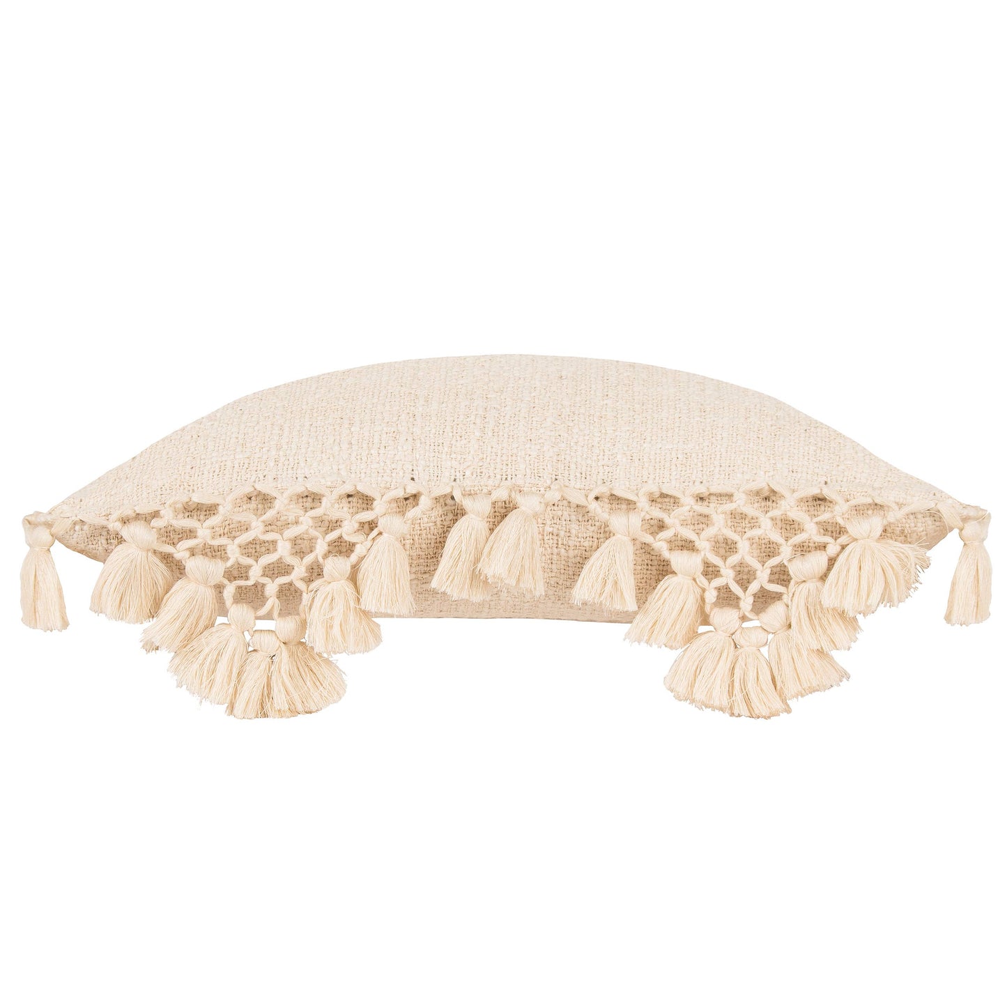 Anko Macrame Tassel Trim Cushion Oatmeal - Bridgnorth Furniture
