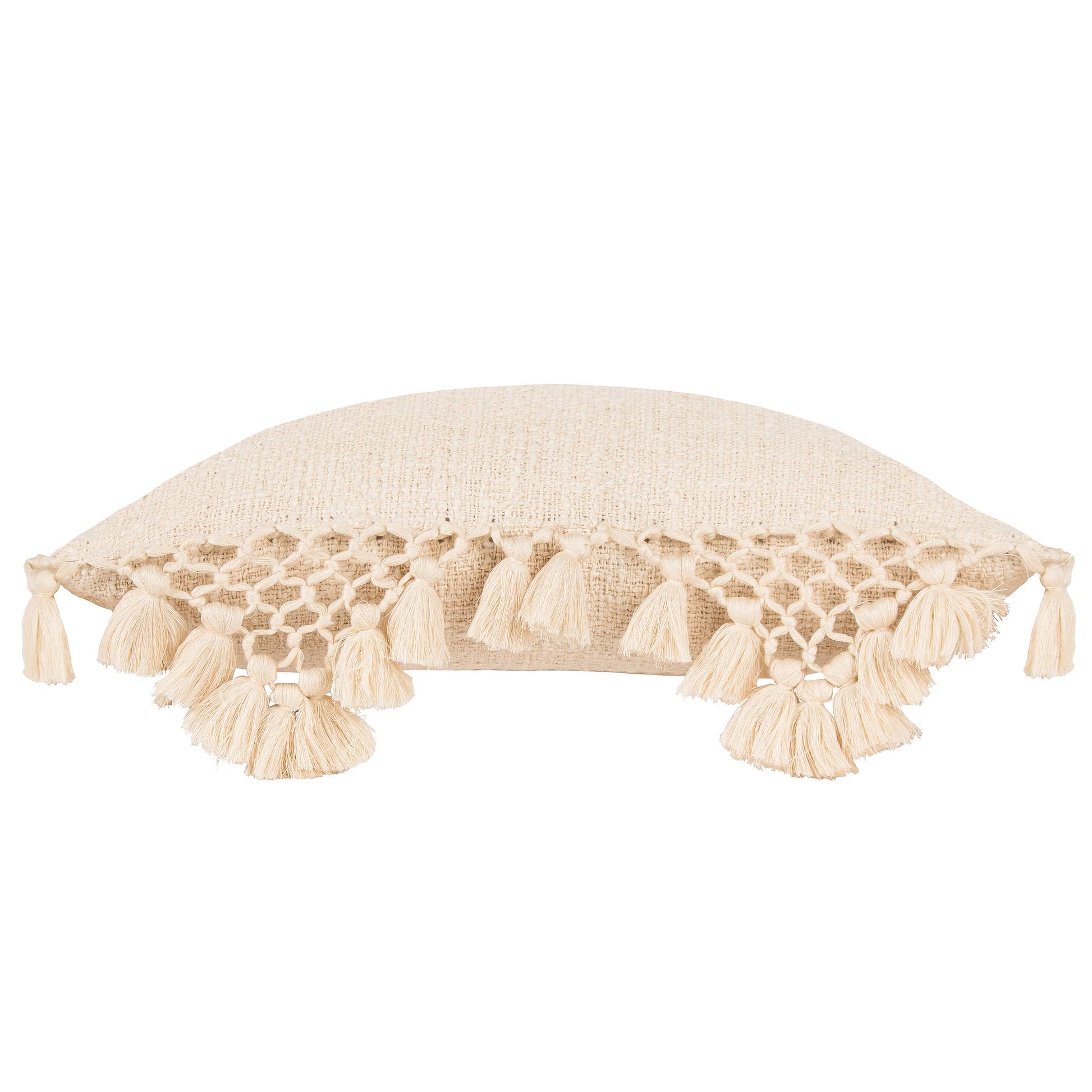 Anko Macrame Tassel Trim Cushion Oatmeal - Bridgnorth Furniture