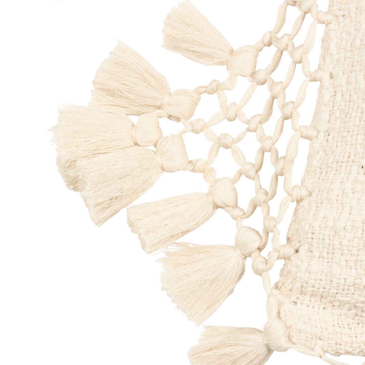 Anko Macrame Tassel Trim Cushion Oatmeal - Bridgnorth Furniture