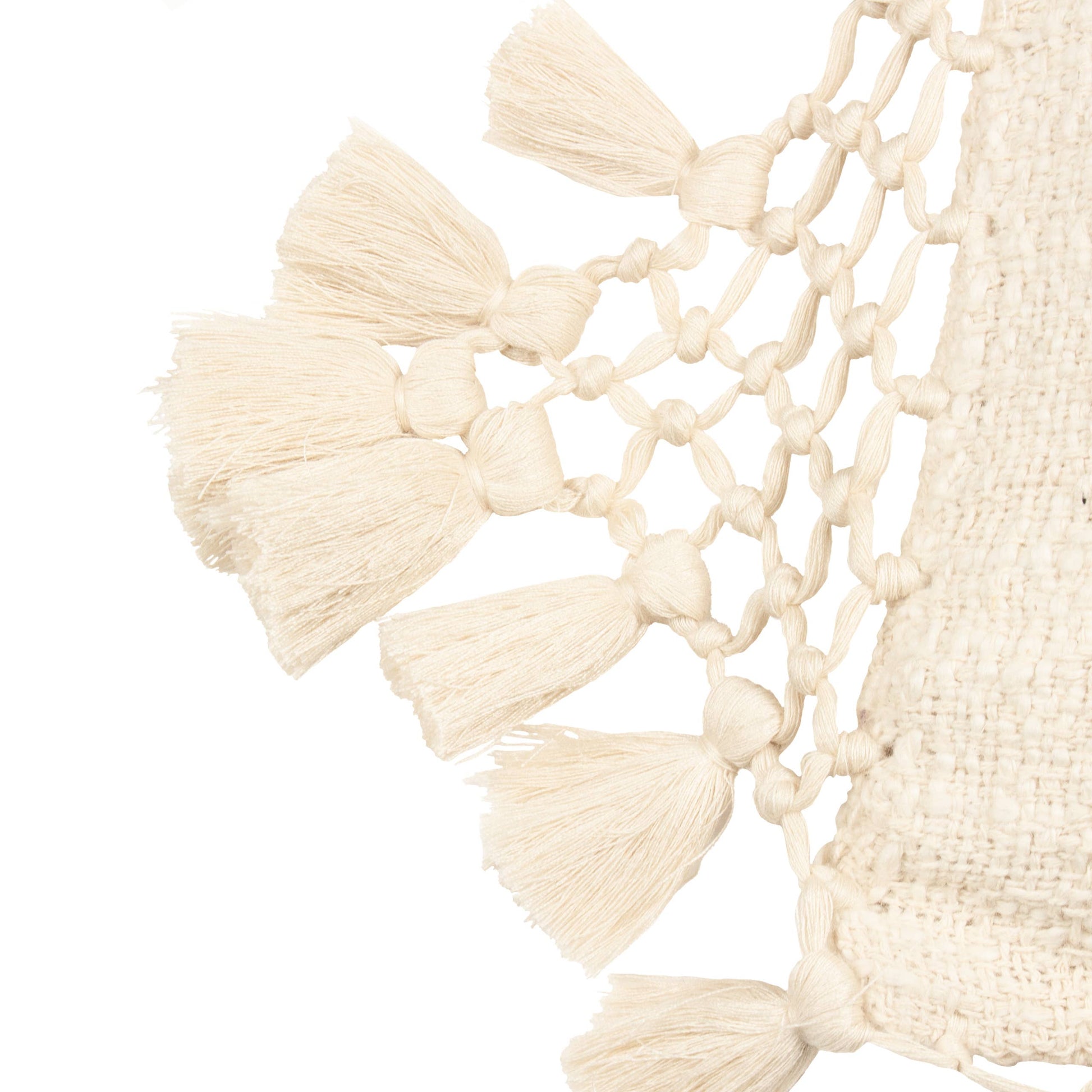 Anko Macrame Tassel Trim Cushion Oatmeal - Bridgnorth Furniture