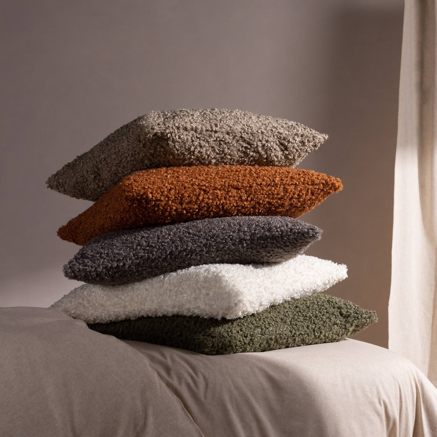 Cabu Textured Boucle Cushion Taupe - Bridgnorth Furniture