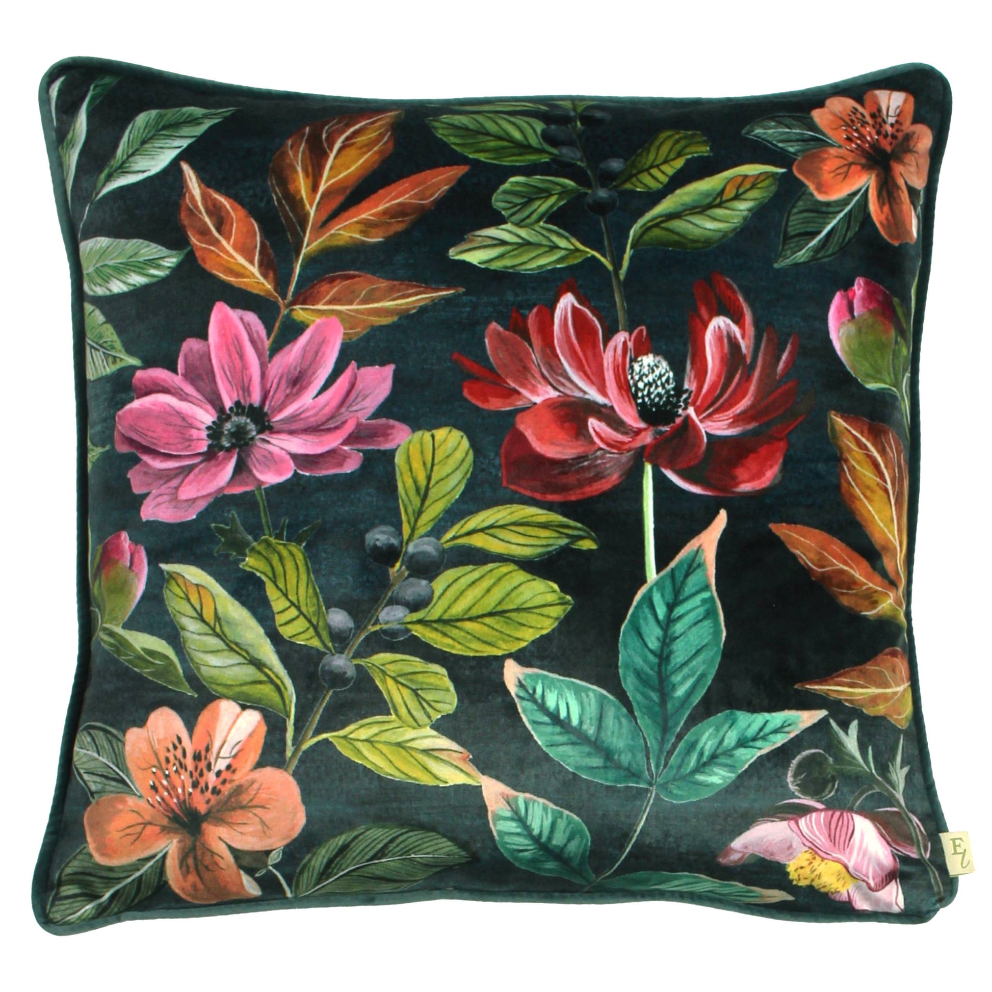 Midnight Garden Floral Cushion Winter Floral - Bridgnorth Furniture
