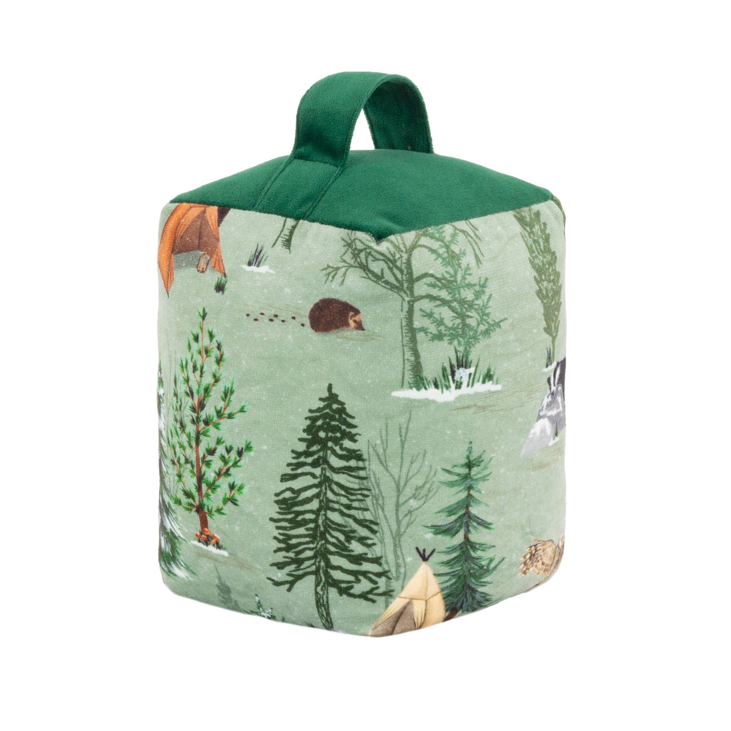 Lodge Wood Velvet Door Stop Oak Green - Bridgnorth Furniture